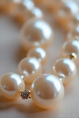 Elegant string of lustrous freshwater pearls, draped to showcase their shine.